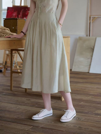 V-neck plant embroidery suit skirt