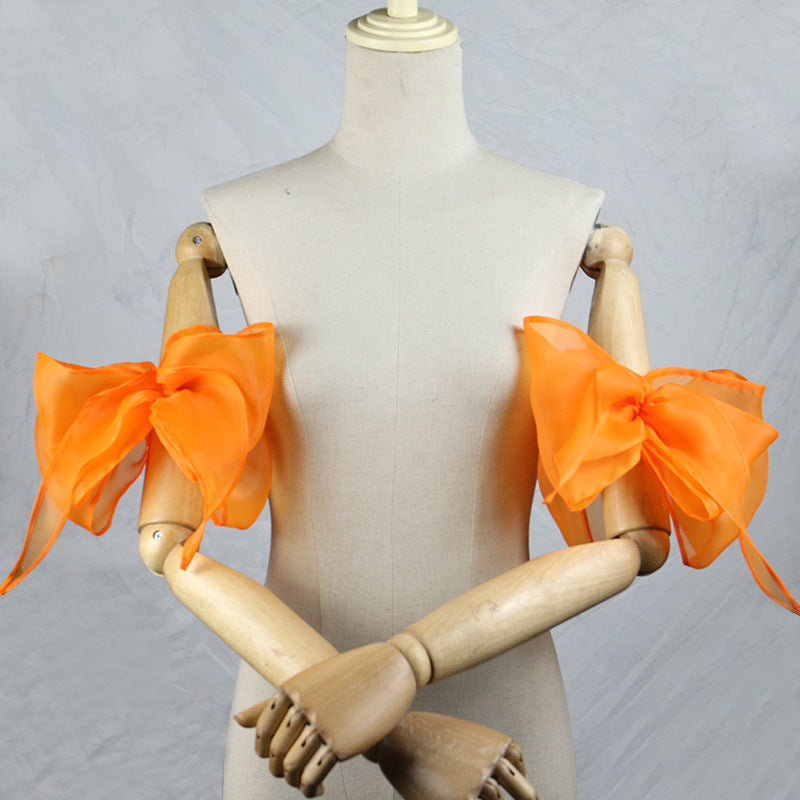 Organza Giant Bow Detachable Short Arm Cuffs