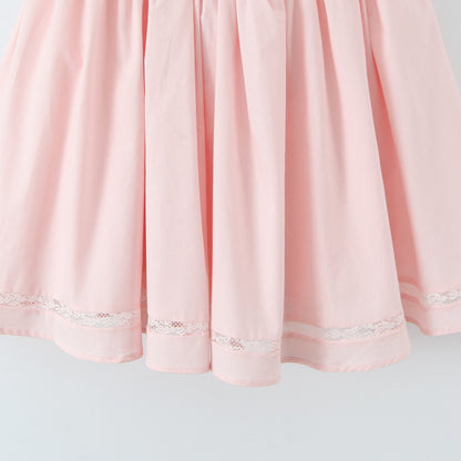 Bow Strap Lace Trim Mini Skater Dress