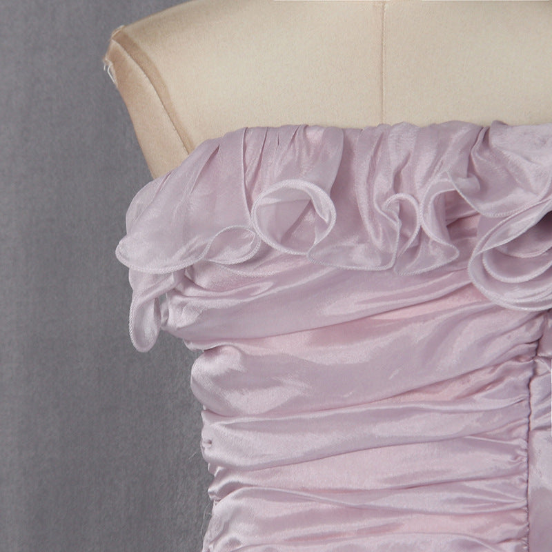 Dusty Rose Organza High-Low Asymmetrical Dress