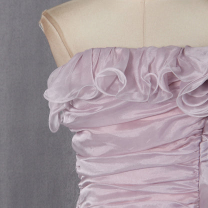 Dusty Rose Organza High-Low Asymmetrical Dress
