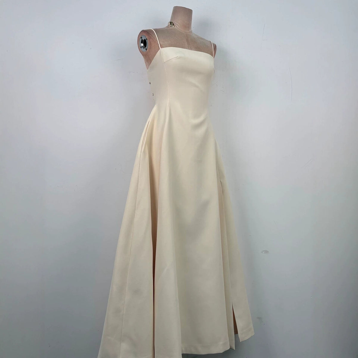 Tulle splicing bow sleeveless maxi dress - ivory