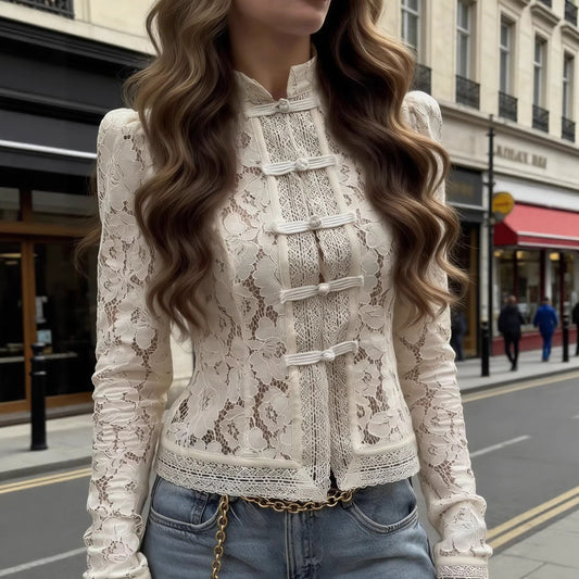 lace buckle shirt top