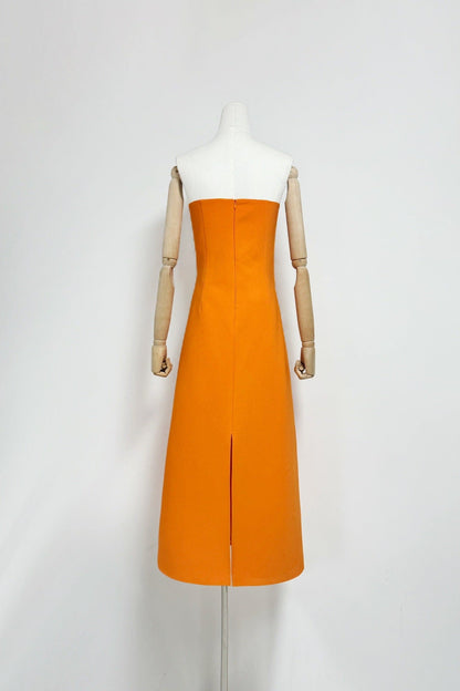 suzanne Appliqué Floral Bustier Maxi Dress in orange