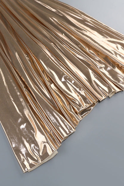 Gold Metallic Ruched Mermaid Gown
