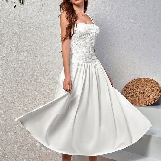 Twist Bust Textured Cami Flowy Midi Dress