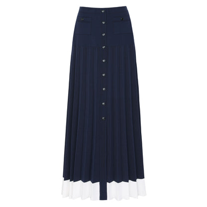 lyuba Two Tone Cropped Sleeveless Cardigan & Knit Skirt