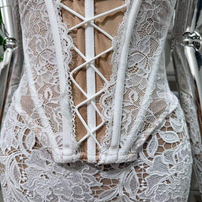 White Lace Bodycon Two-Piece Set