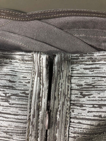 Silver Metallic bandage knit Bodycon Dress