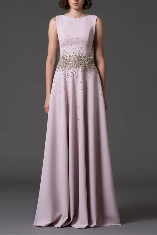 pandora Beaded rhinestone sleeveless maxi dress - pink