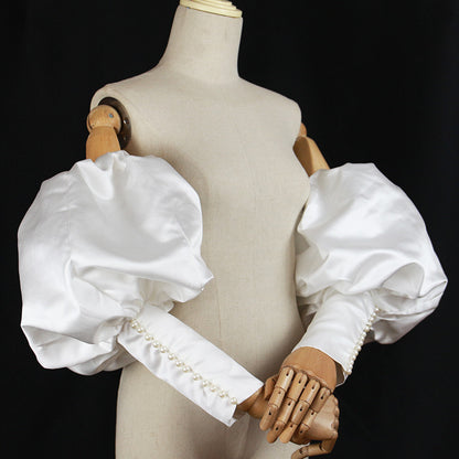 Detachable Satin Puff Pearl Cuff Sleeve Accessories