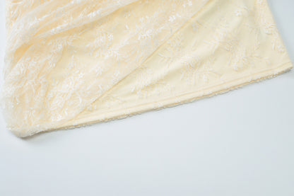 meroy Strapless Lace Mini Dress in Yellow