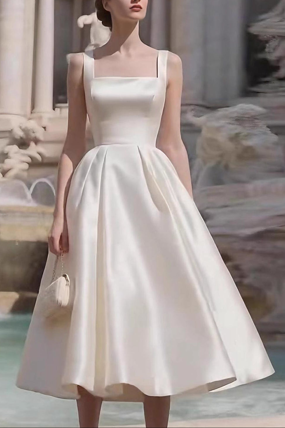Sharon Minimalist Spaghetti Strap Midi Dress - Off-White