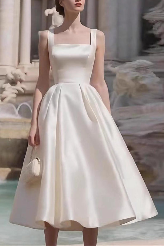 Sharon Minimalist Spaghetti Strap Midi Dress - Off-White