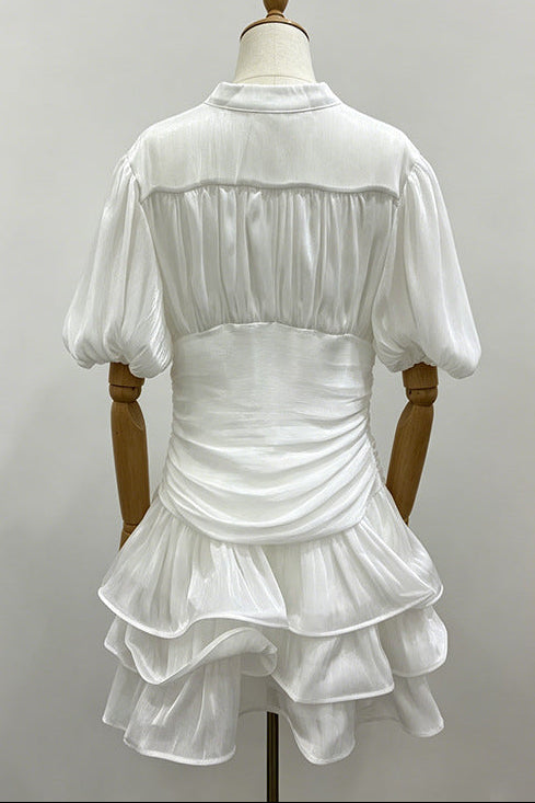 White Tiered Ruffle Mini Dress