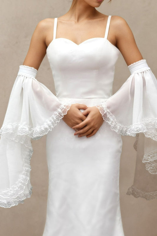 Double Layer Lace Ruffle Chiffon Detachable Bell Arm Sleeves