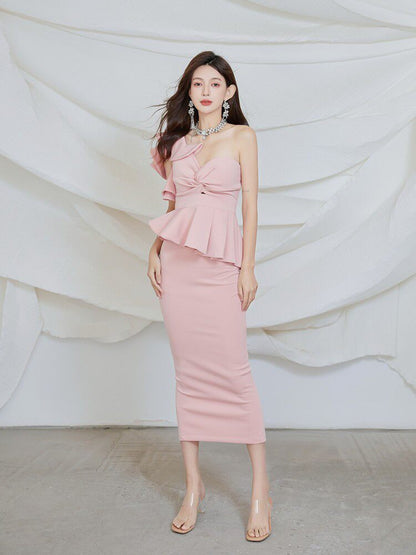 Dolores Strapless Backless Ruffle maxi Dress Set