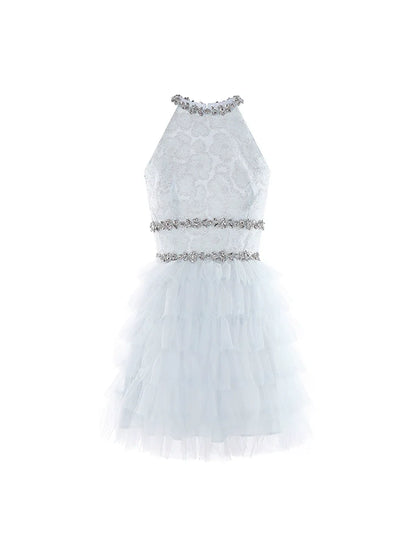 Sleeveless halter layered party Dress
