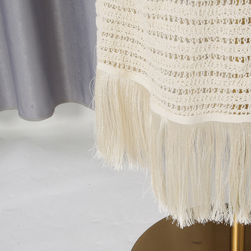 Cream Crochet Knit Column Dress