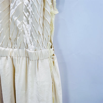 sleeveless Lace Detail Maxi Dress in light yellow