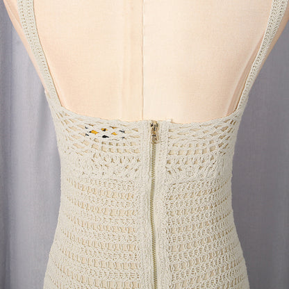 Cream Crochet Knit Column Dress