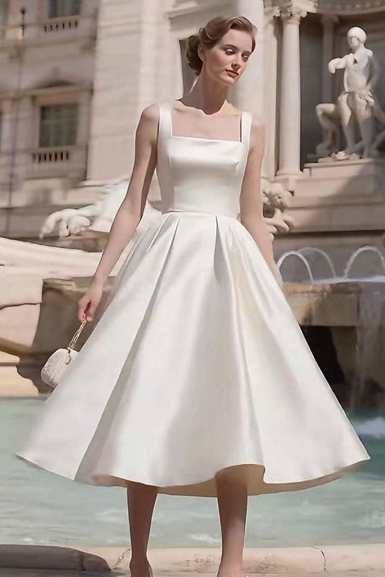Sharon Minimalist Spaghetti Strap Midi Dress - Off-White
