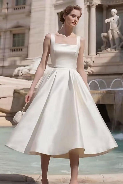 Sharon Minimalist Spaghetti Strap Midi Dress - Off-White