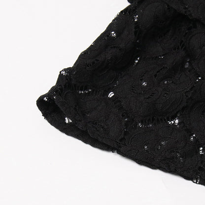 vanessa Long Sleeves Layered Lace Mini Dress in black