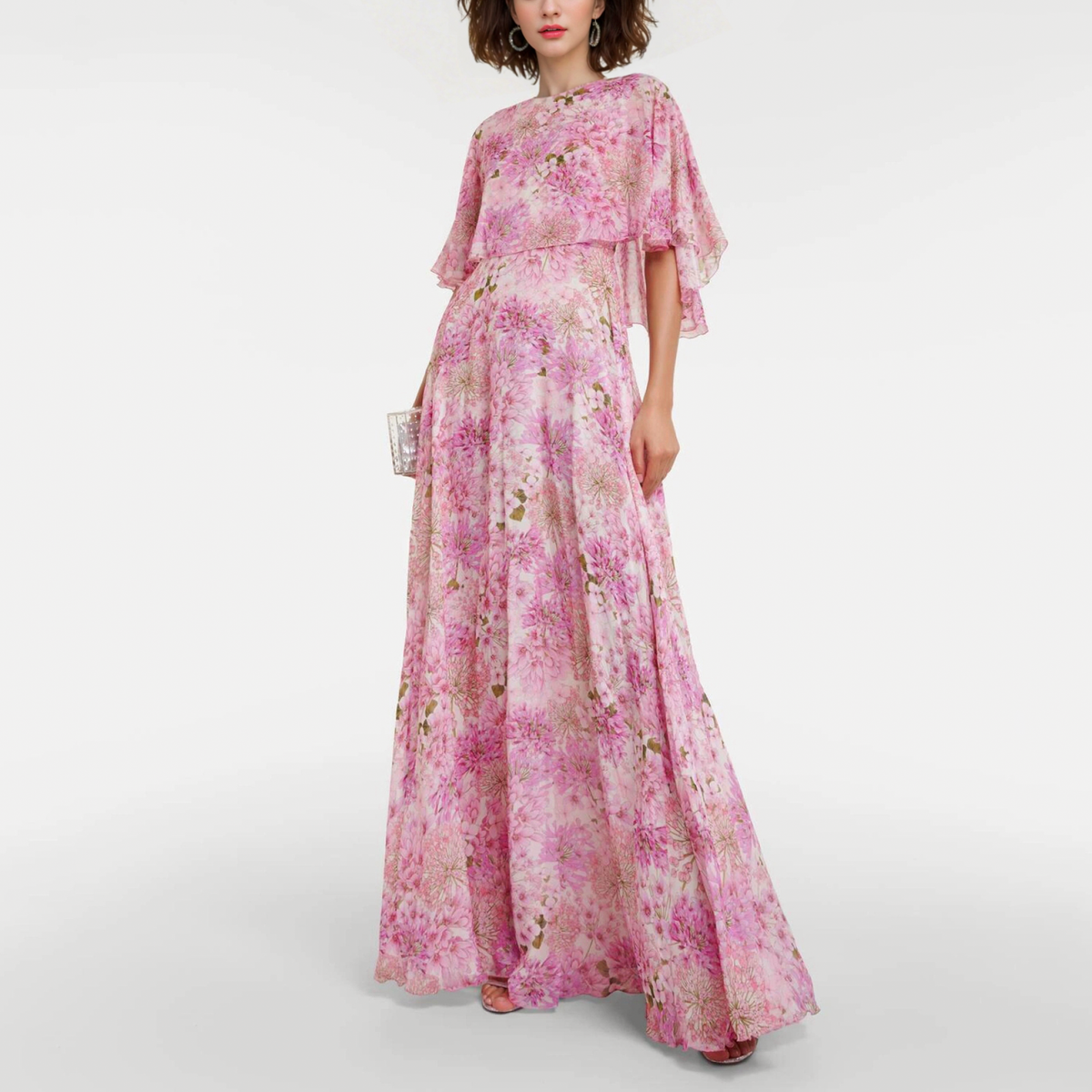 pink floral  maxi dress