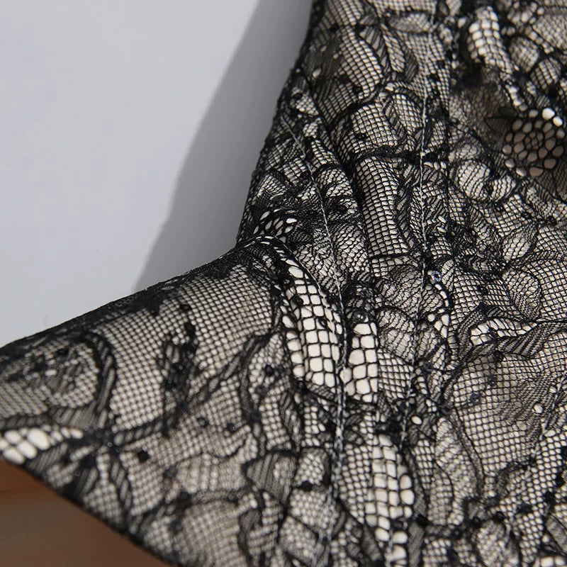 Strapless Black Lace Corset Ruffle Tulle Mini Dress