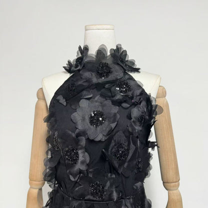 Cherry Blossom Mini Dress in Black