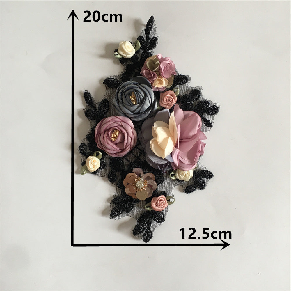 New 3D Artificial Floral Lace Collar DIY Handmade Sequin Lace Decal Women's Hat Accessories In Stock Wholesale