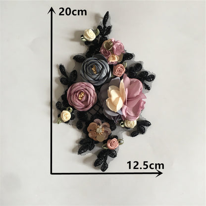 New 3D Artificial Floral Lace Collar DIY Handmade Sequin Lace Decal Women's Hat Accessories In Stock Wholesale