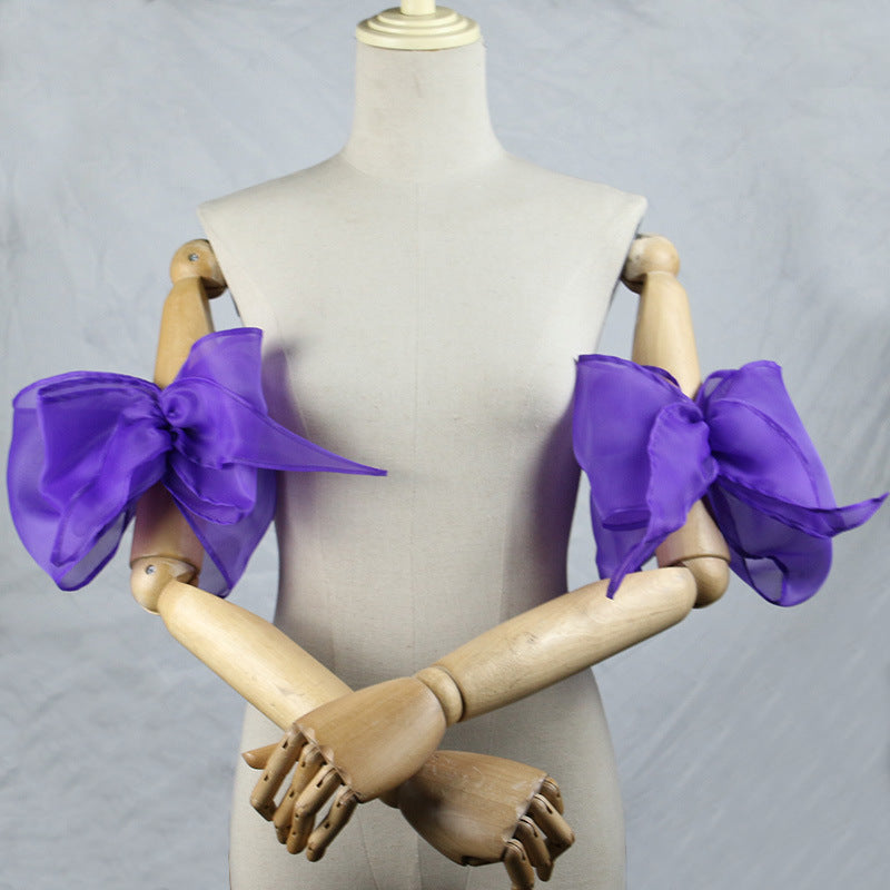 Organza Giant Bow Detachable Short Arm Cuffs