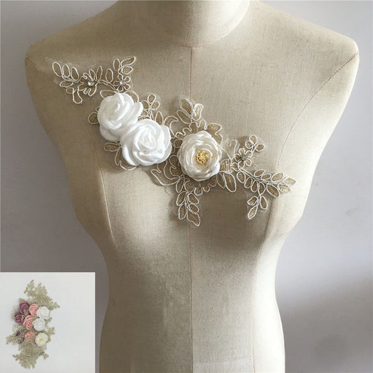 Three-dimensional decoration, polyester cutout, lace, flower embroidery, collar flower, DIY sewing, mesh, lace, collar, garment accessories