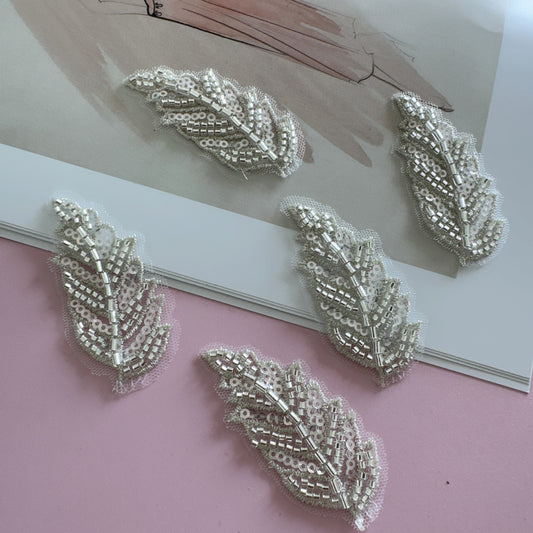 YZ51 beaded small leaf floral appliqué bead embroidery piece dress, qipao embroidered hemp dance costume DIY accessories