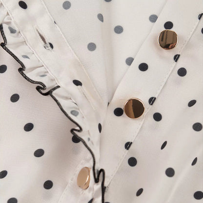 Polka Dot Ruffle Sleeve Midi Dress