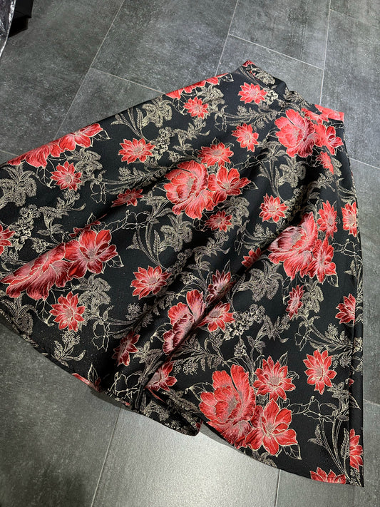 jacquard waist A-line hem midi skirt