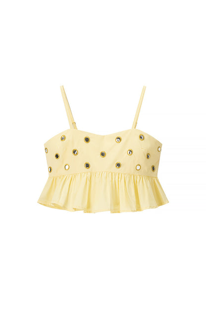ursula Mirror Embellished Crop Top & Bubble Skirt Set