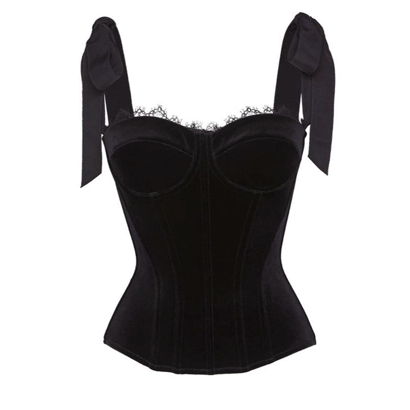 black velvet retro suspenders umbrella set dress