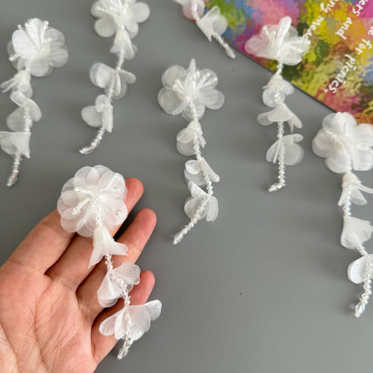 Handmade long tassel bead light gauze petal fabric patch, DIY earrings, earrings, earrings, skirts, clothing, flowers, accessories, H243