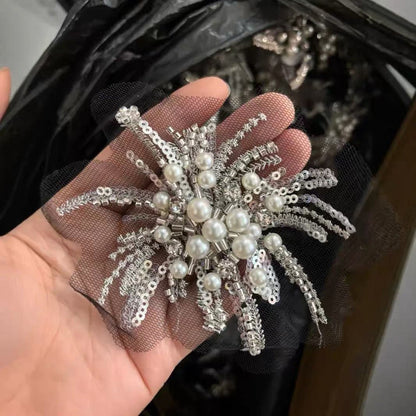 Internet celebrity fashionable handmade DIY floral sequin wedding dress collar flower bead lace embroidery decorative accessories and decals