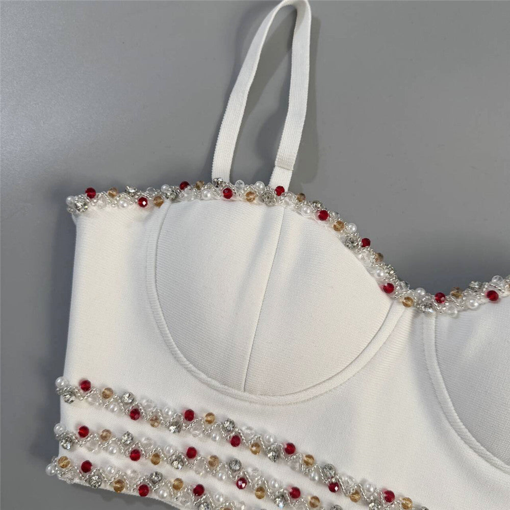 White Beaded Two-Piece Bodycon Set