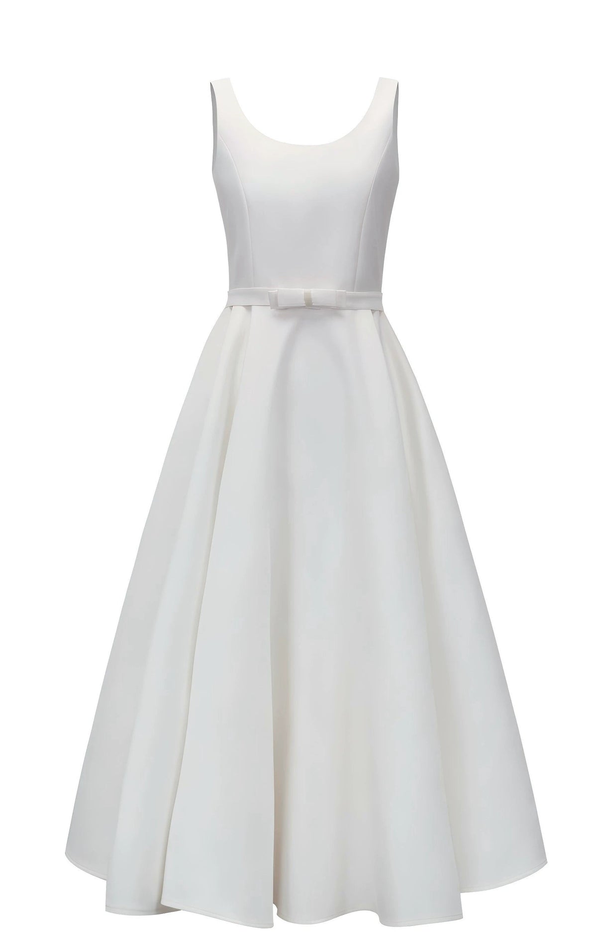 bow U-neck sleeveless Hepburn midi dress
