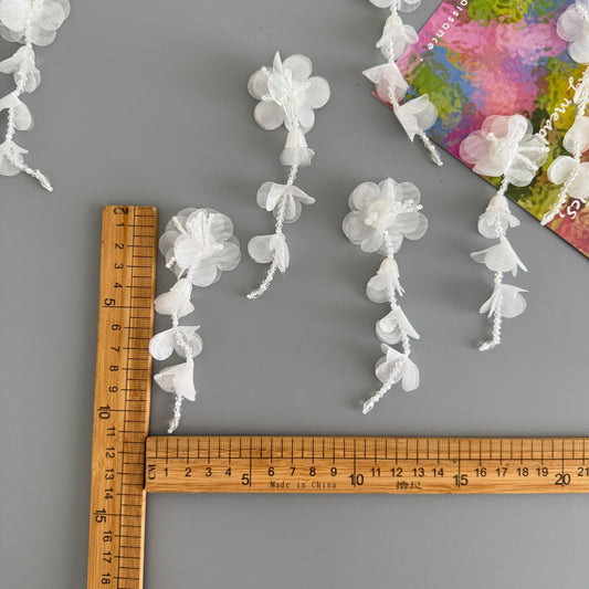 Handmade long tassel bead light gauze petal fabric patch, DIY earrings, earrings, earrings, skirts, clothing, flowers, accessories, H243