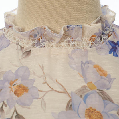 White Chiffon A-Line Tiered Drop-Waist Dress