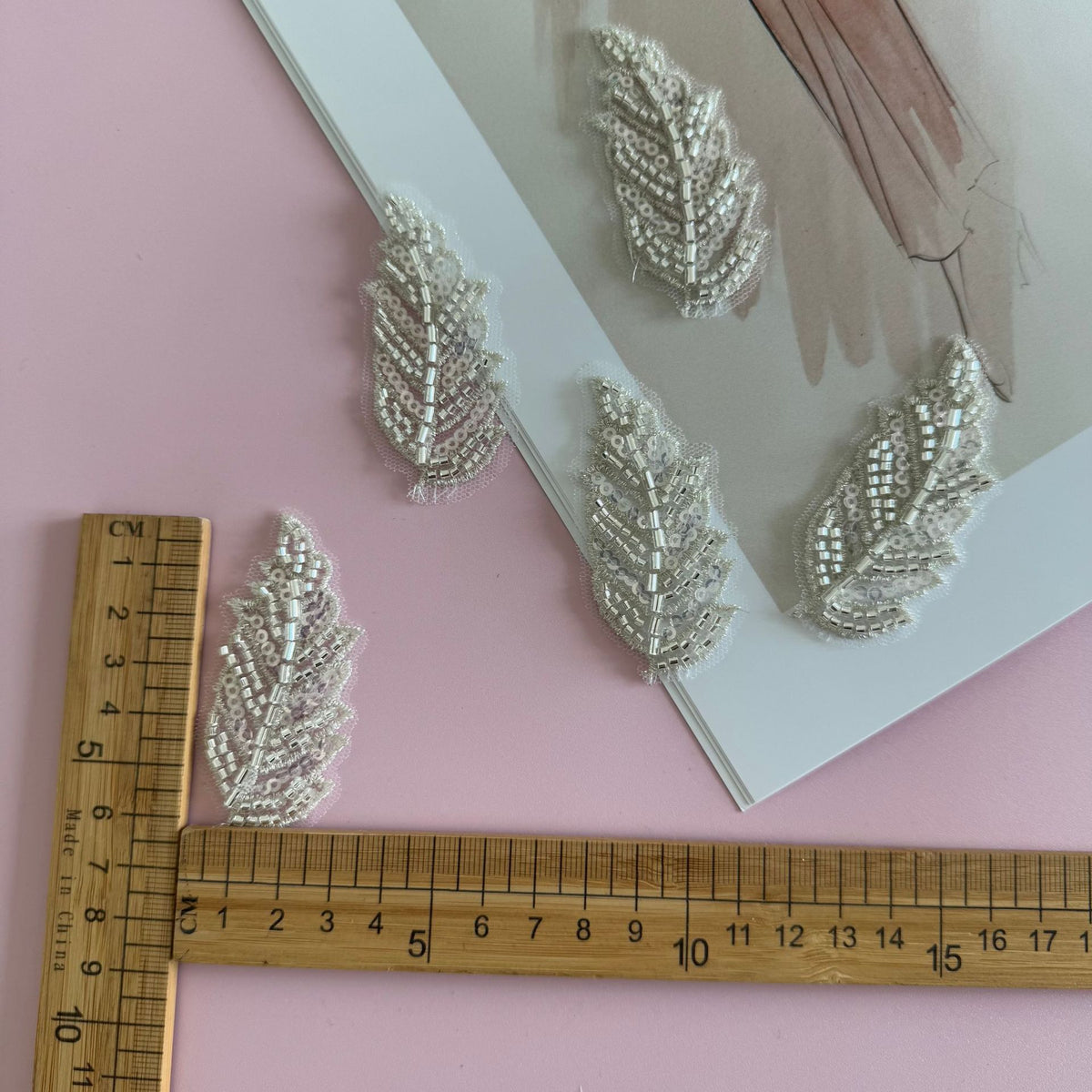 YZ51 beaded small leaf floral appliqué bead embroidery piece dress, qipao embroidered hemp dance costume DIY accessories