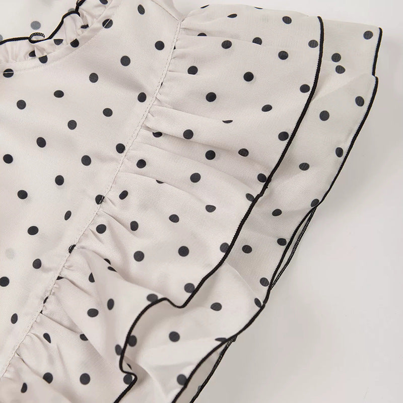 Polka Dot Ruffle Sleeve Midi Dress