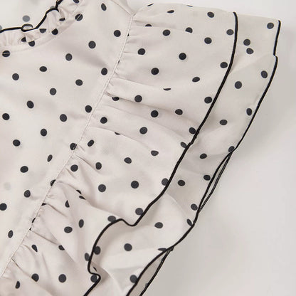 Polka Dot Ruffle Sleeve Midi Dress