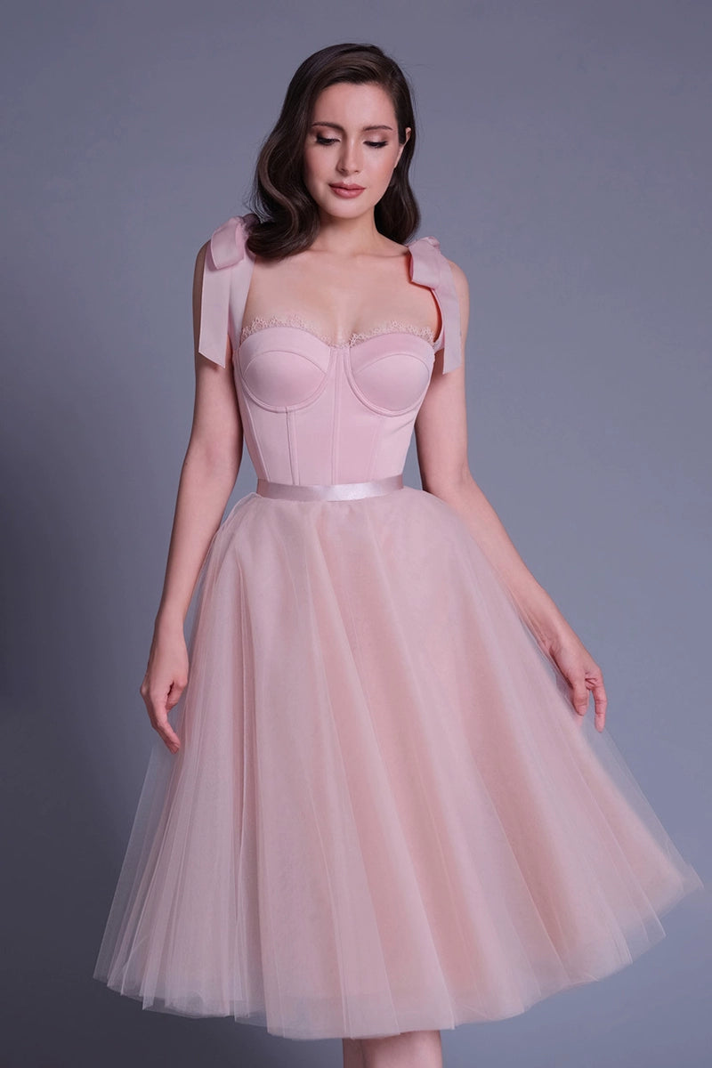 pink umbrella midi dress